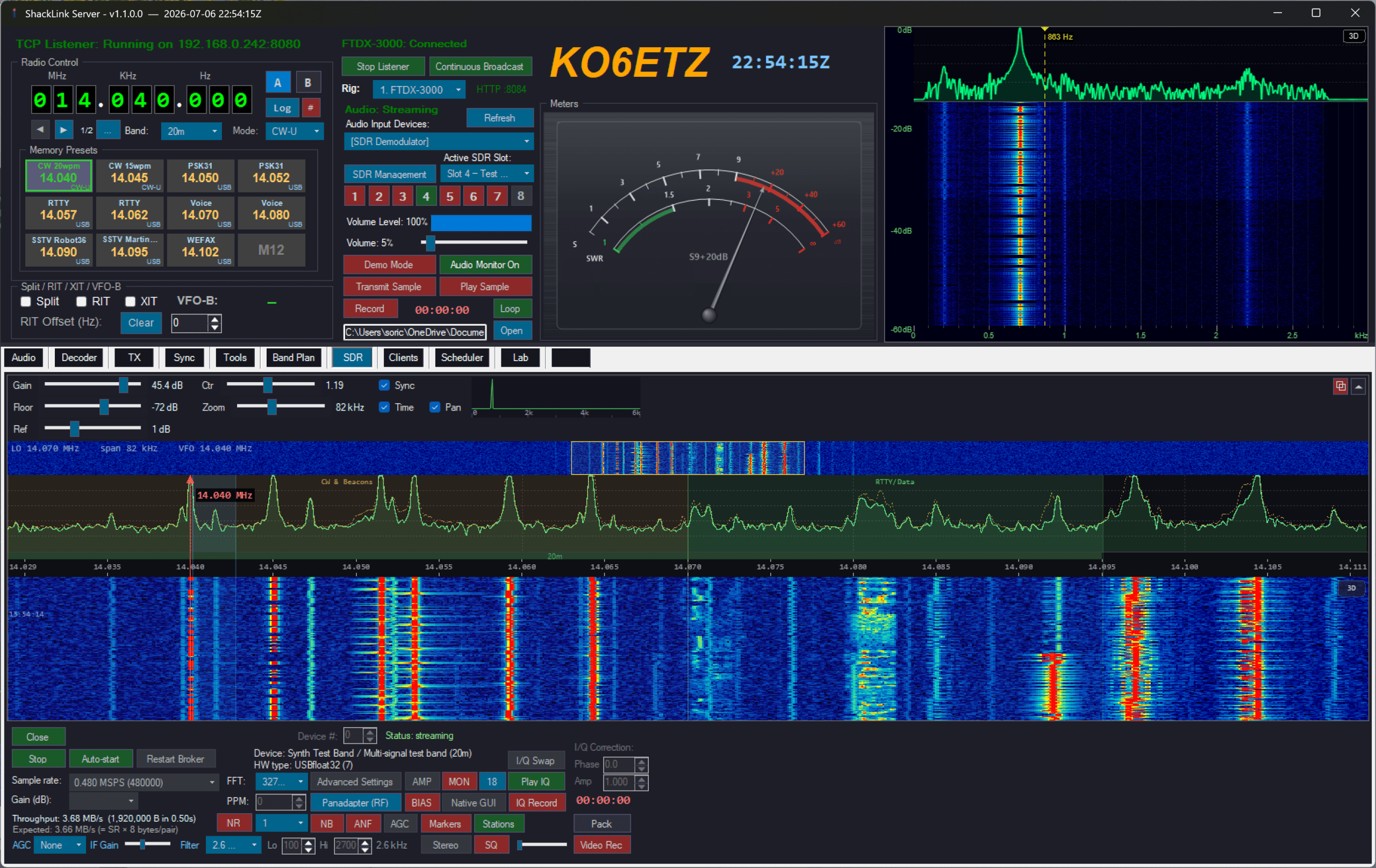 Dashboard panel in Audio Visualization mode