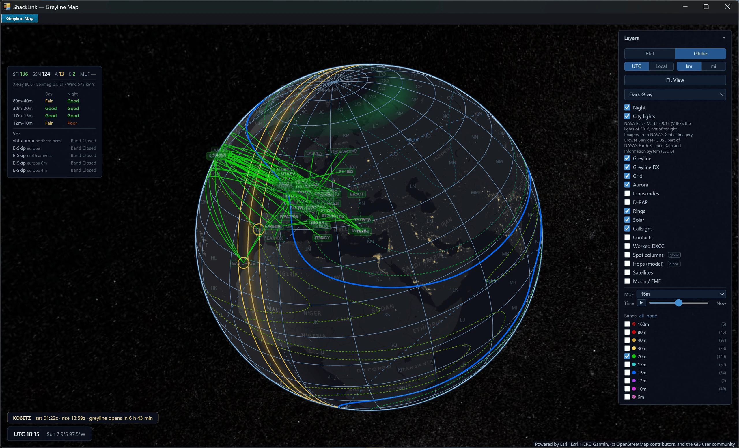 Propagation map in Globe view