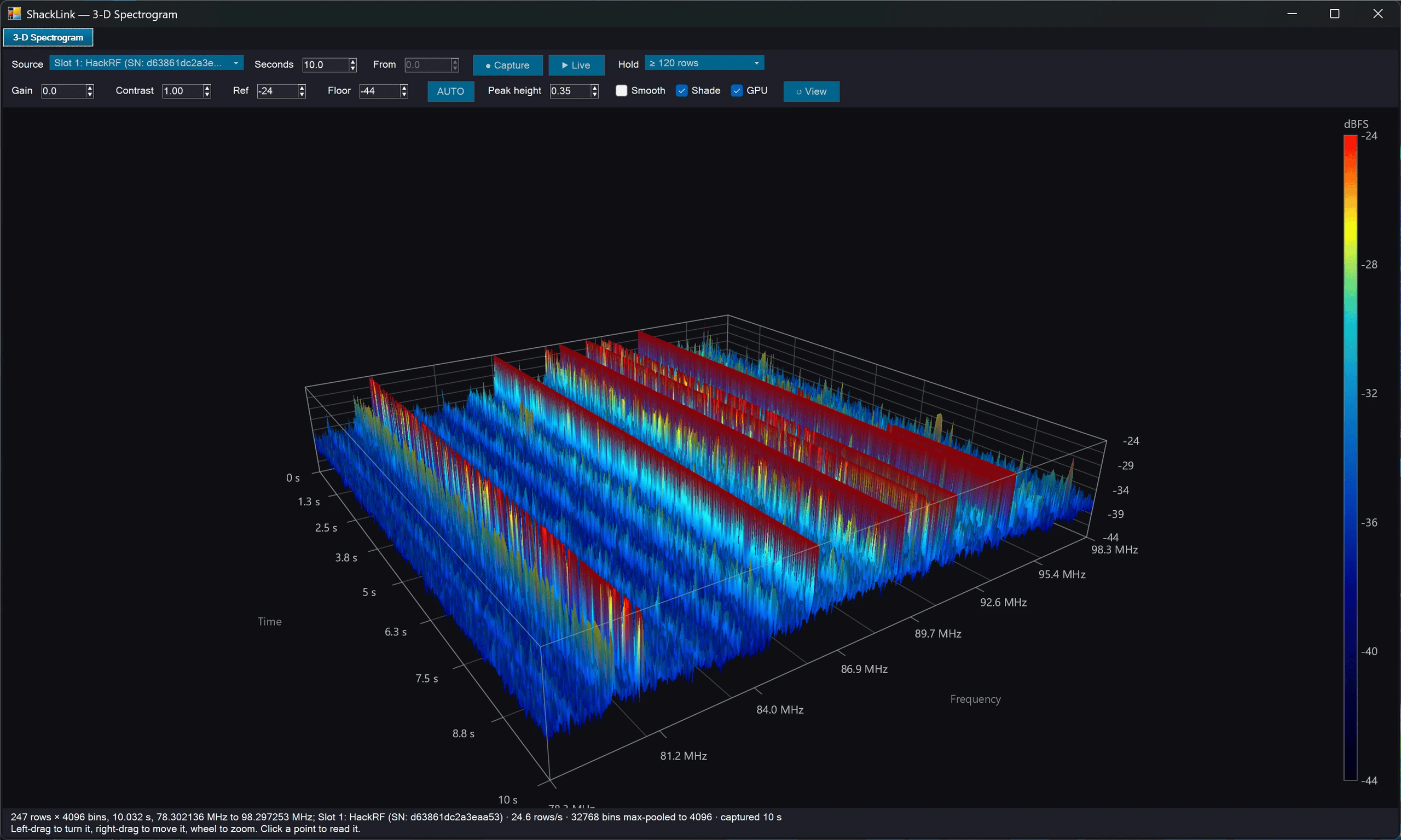 Lab 3-D Spectrogram window