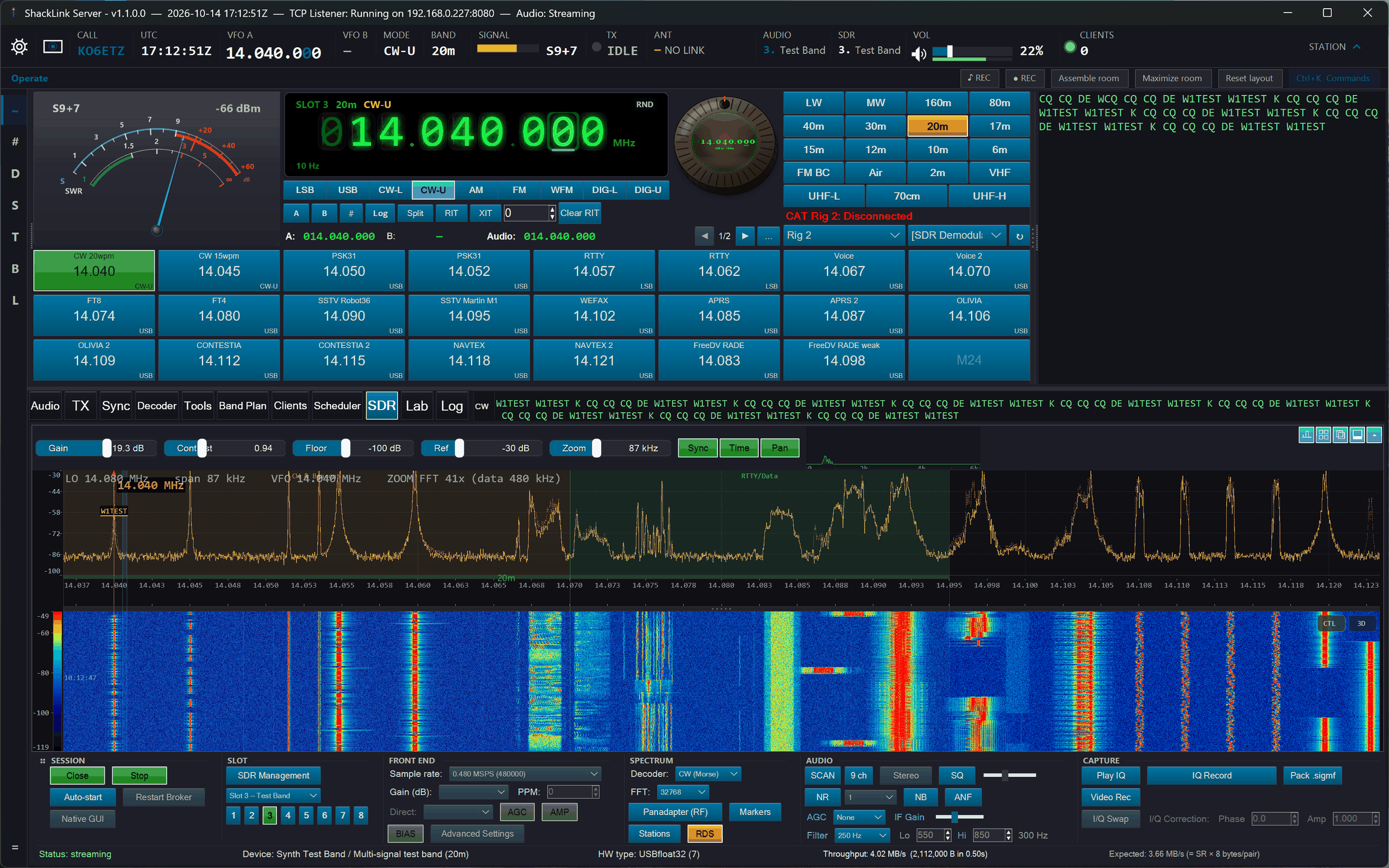 Dashboard panel in Decoder mode