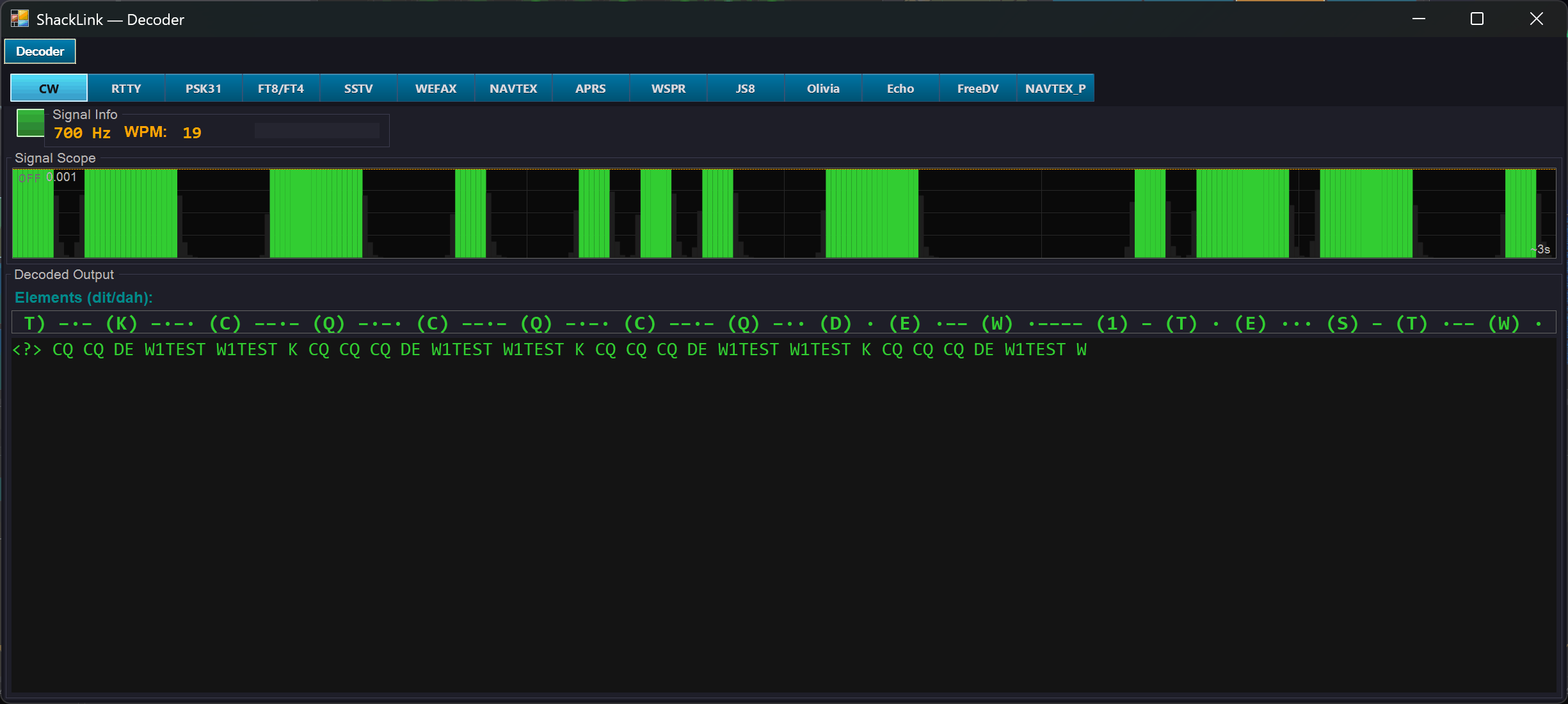 Decoder popout decoding CW