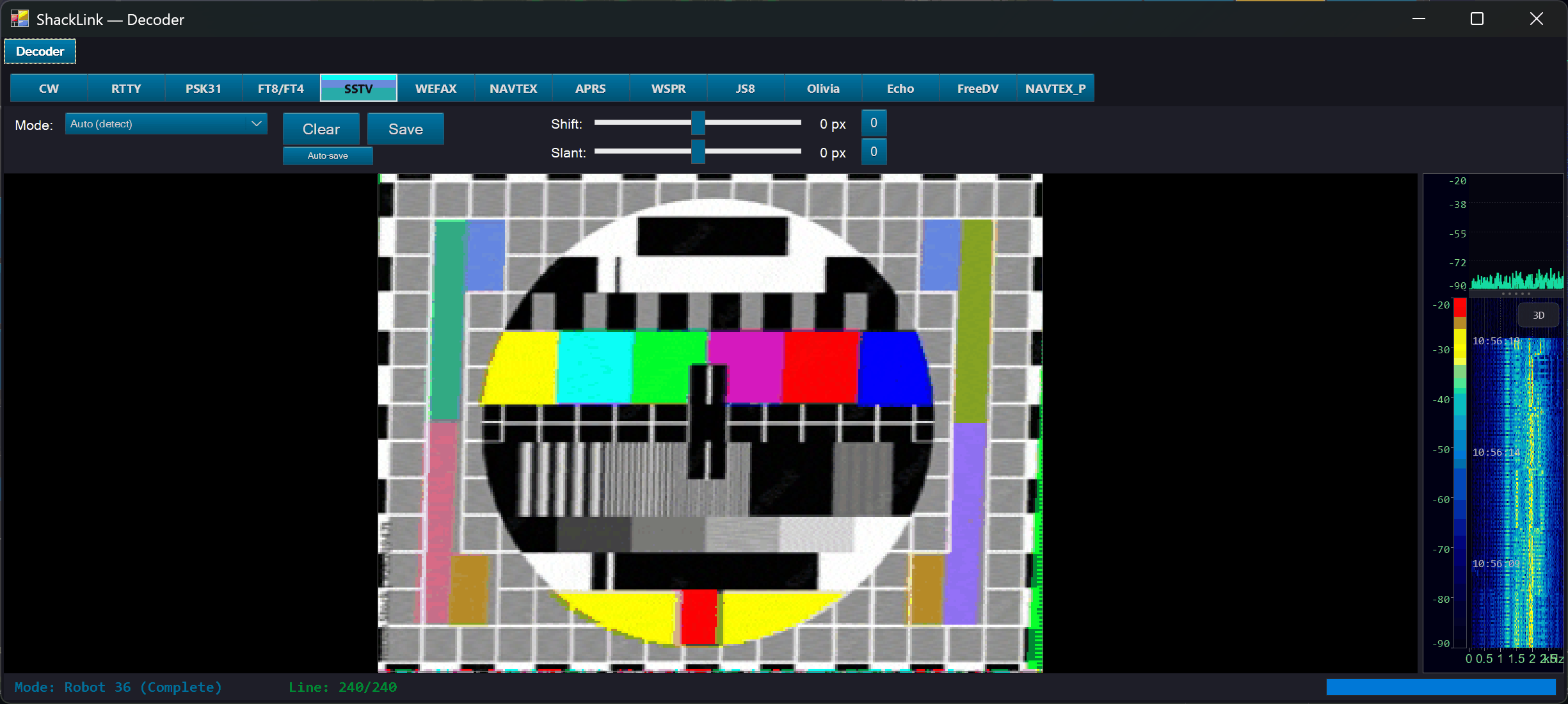Decoder popout with image and waterfall