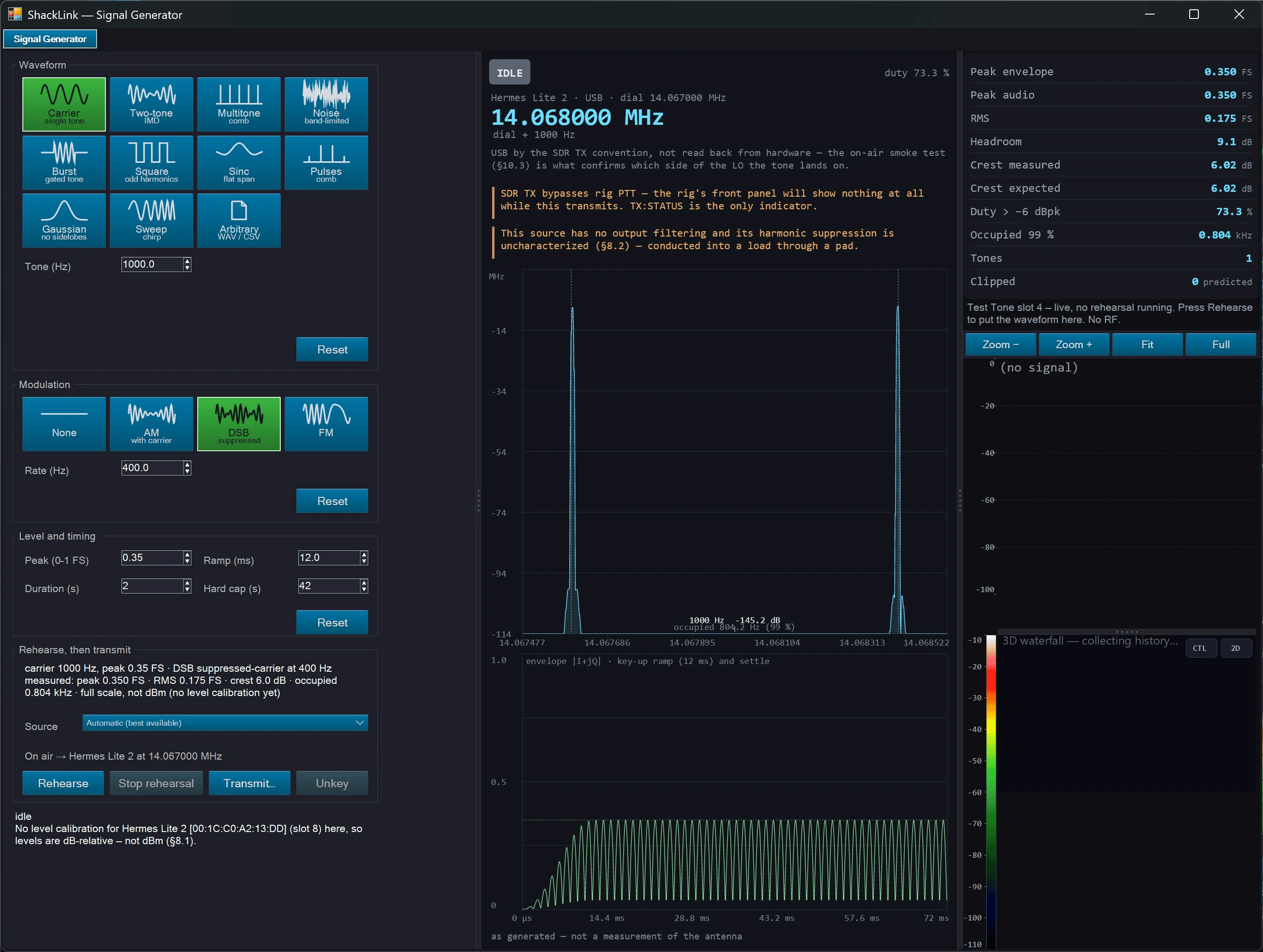 Signal Generator window