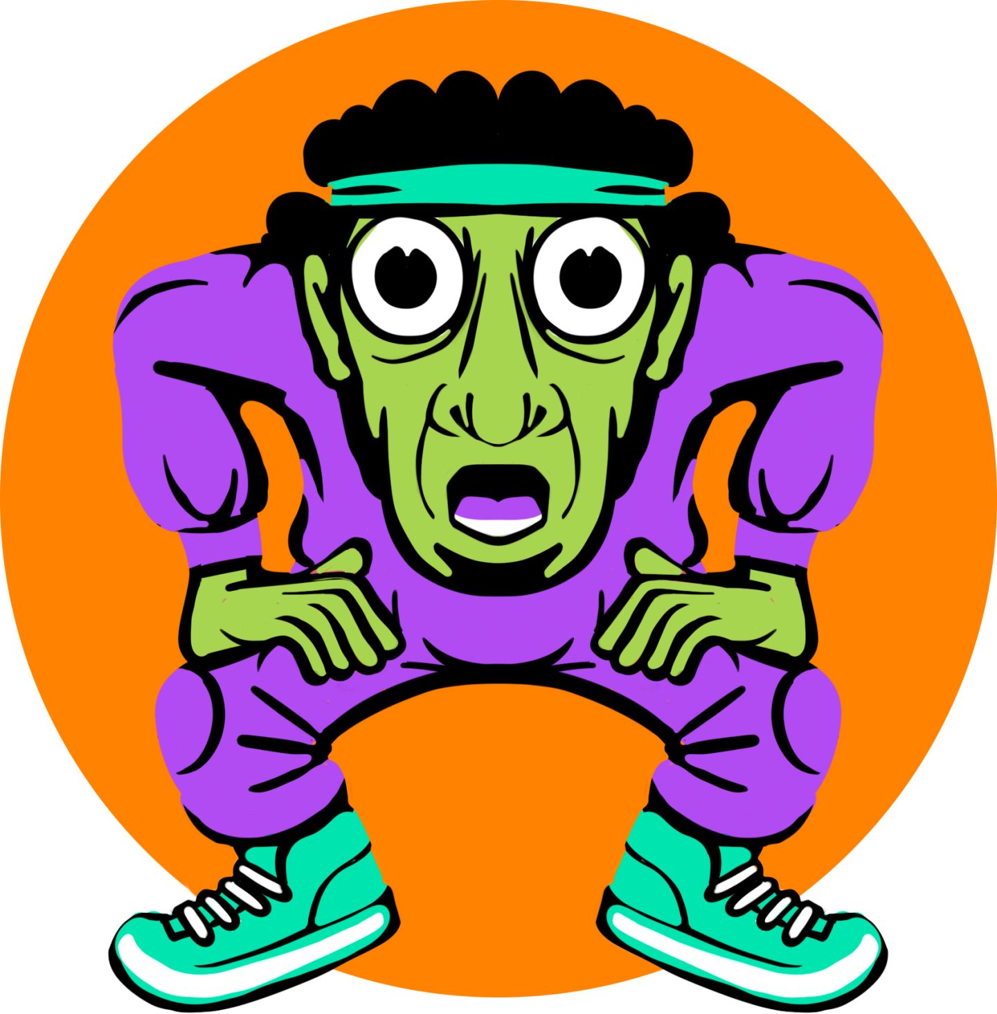 Purple and green basket player illustration