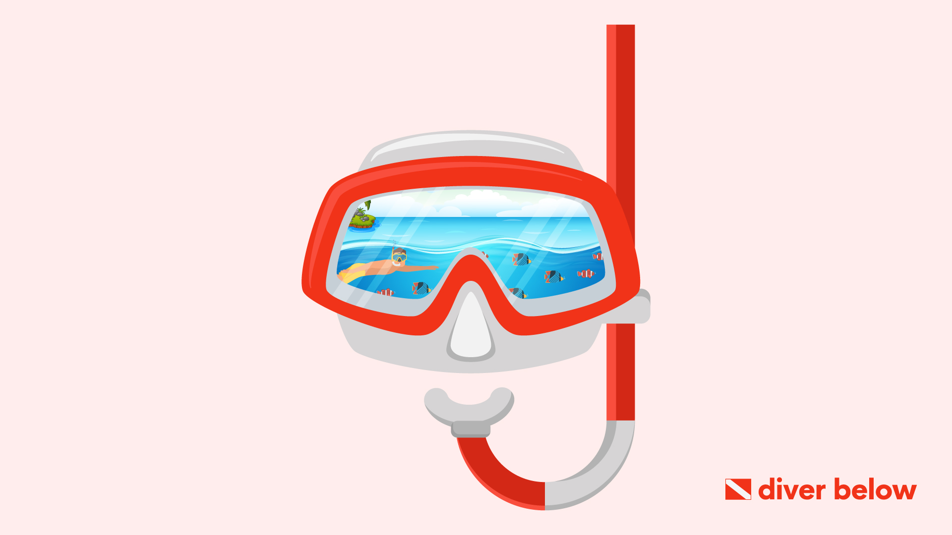 vector graphic showing a snorkel and snorkel mask