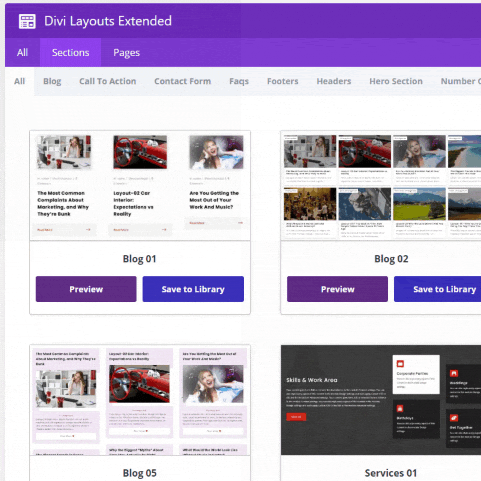 Divi layouts extended
