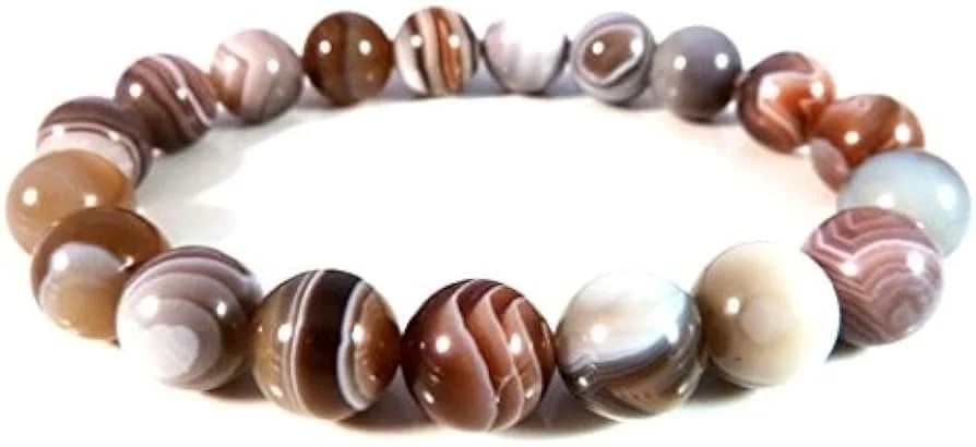 Divinity Healing Botswana Agate Natural Crystal Bracelet Lab Certified 8 mm Semi Precious Gemstone Unisex AAA Grade Premium Stretchable Band Bracelet for Healing Meditation and Manifestation