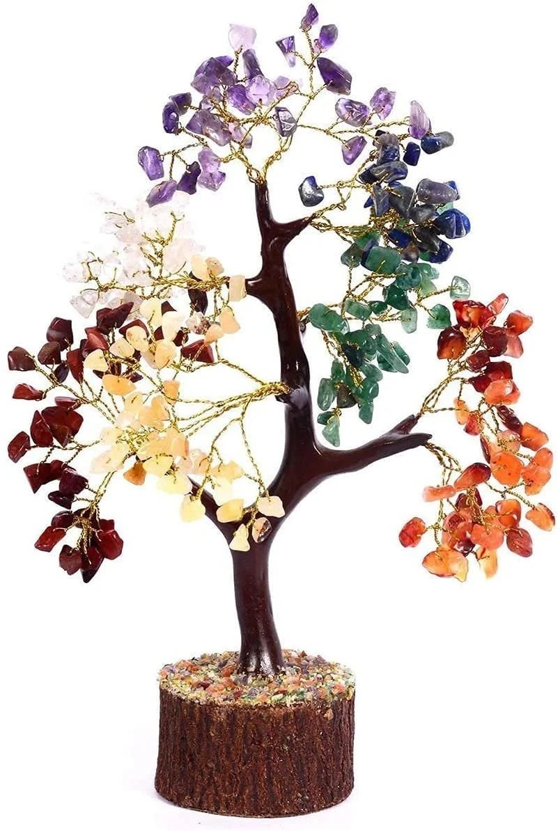 Divinity Healing Seven Chakra Crystal Tree - Decorative Item for Home Decor Showpieces for Good Luck Money Crystal Tree Gift Items Room Decor Wedding Gift Standard Size - Multicolor, 1 Piece | AAA Grade Lab Certified Real Crystal