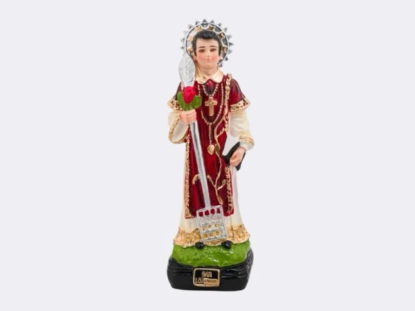Figura San Lorenzo 45 cm | Estatua Religiosa en Yeso Pintada
