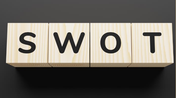 SWOT analiza na crnoj podlozi
