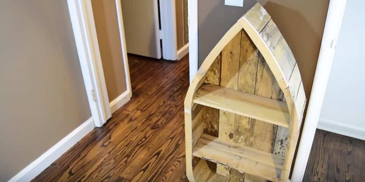 You cut wood shelves with slightly angled . He Cleverly Shows Us How to Make This Unique Pallet Wood Boat Shelf (Watch!)