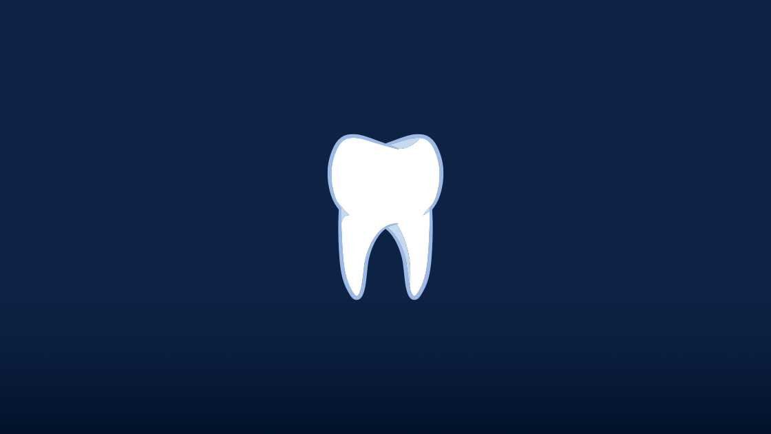 A white tooth on a dark blue background