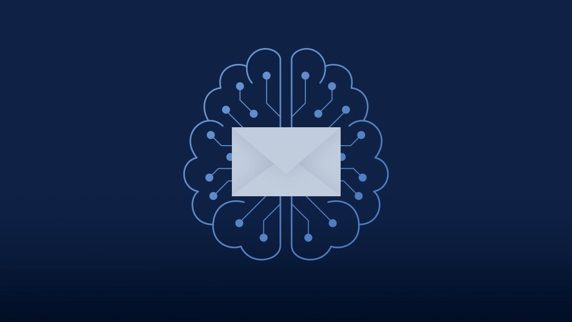 Envelope in front of a brain