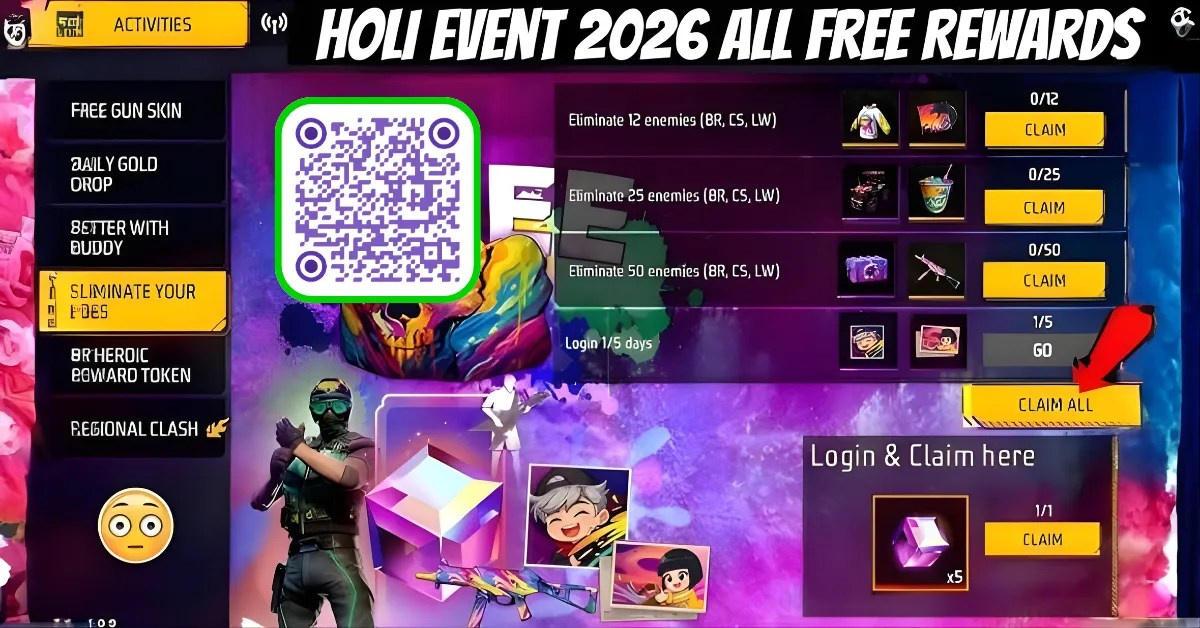 Free Fire Holi Reward QR Code