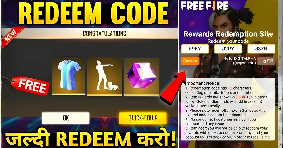 Free Fire Redeem Code Today