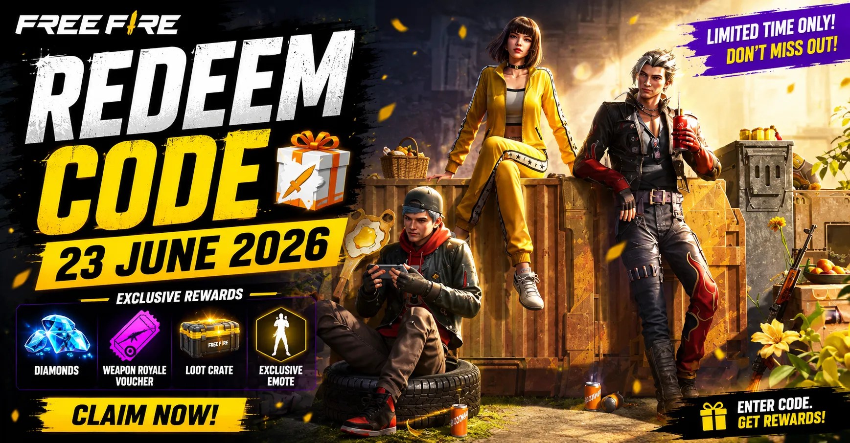 Free Fire Redeem Code 23 June 2026