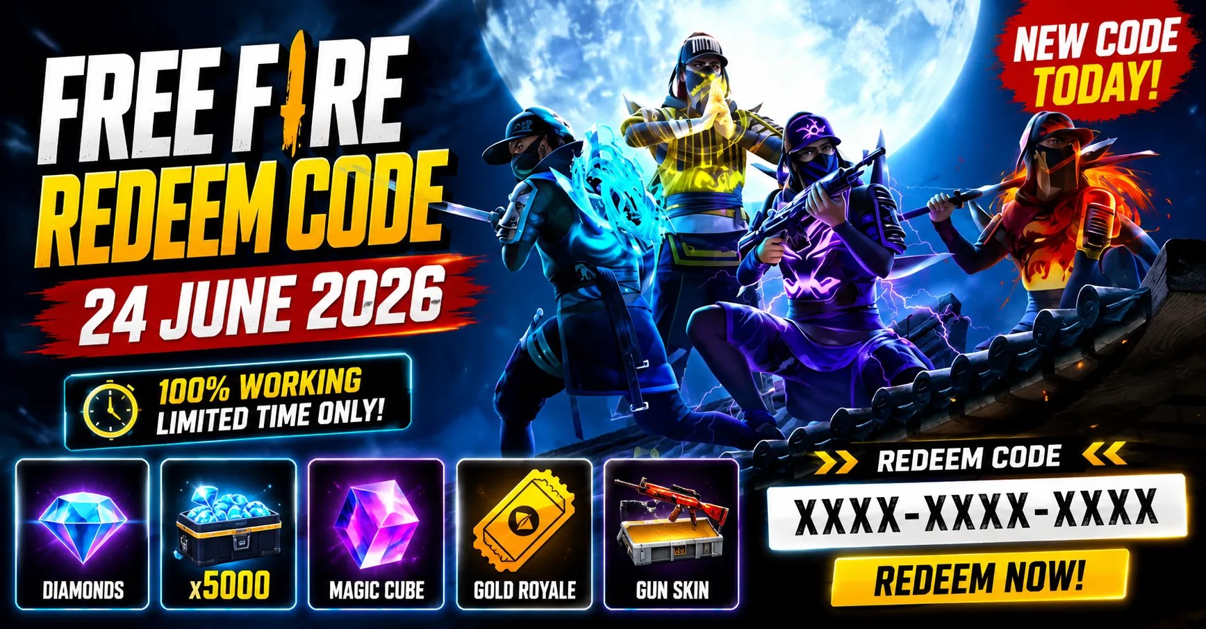 Free Fire Redeem Code 24 June 2026