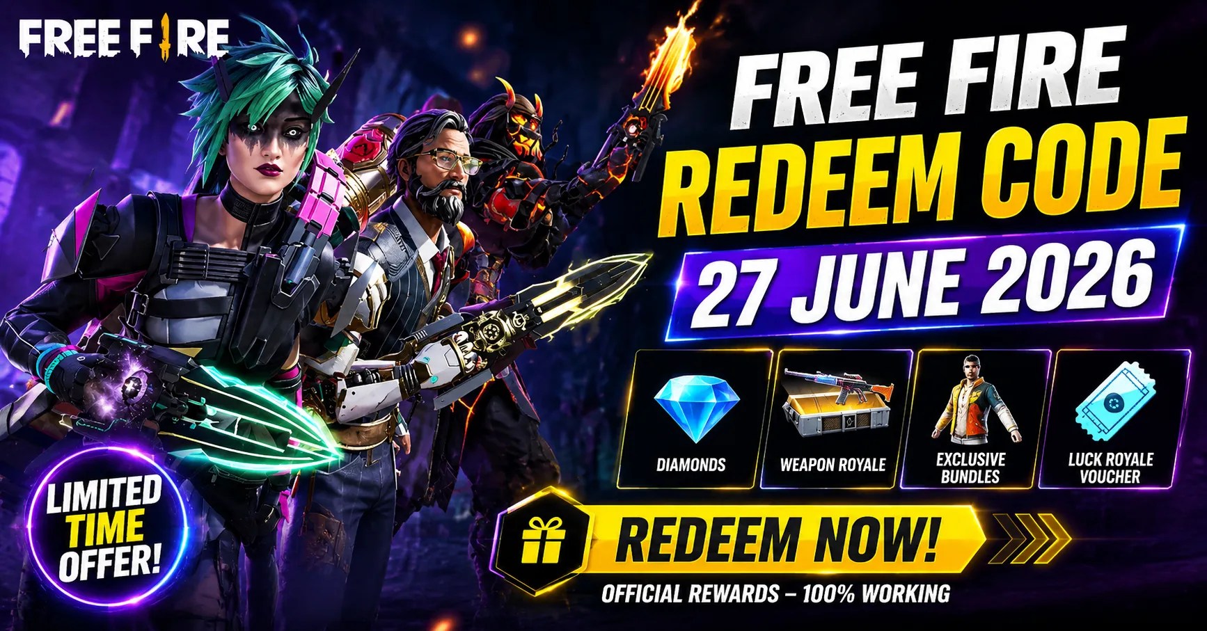 Free Fire Redeem Code 27 June 2026