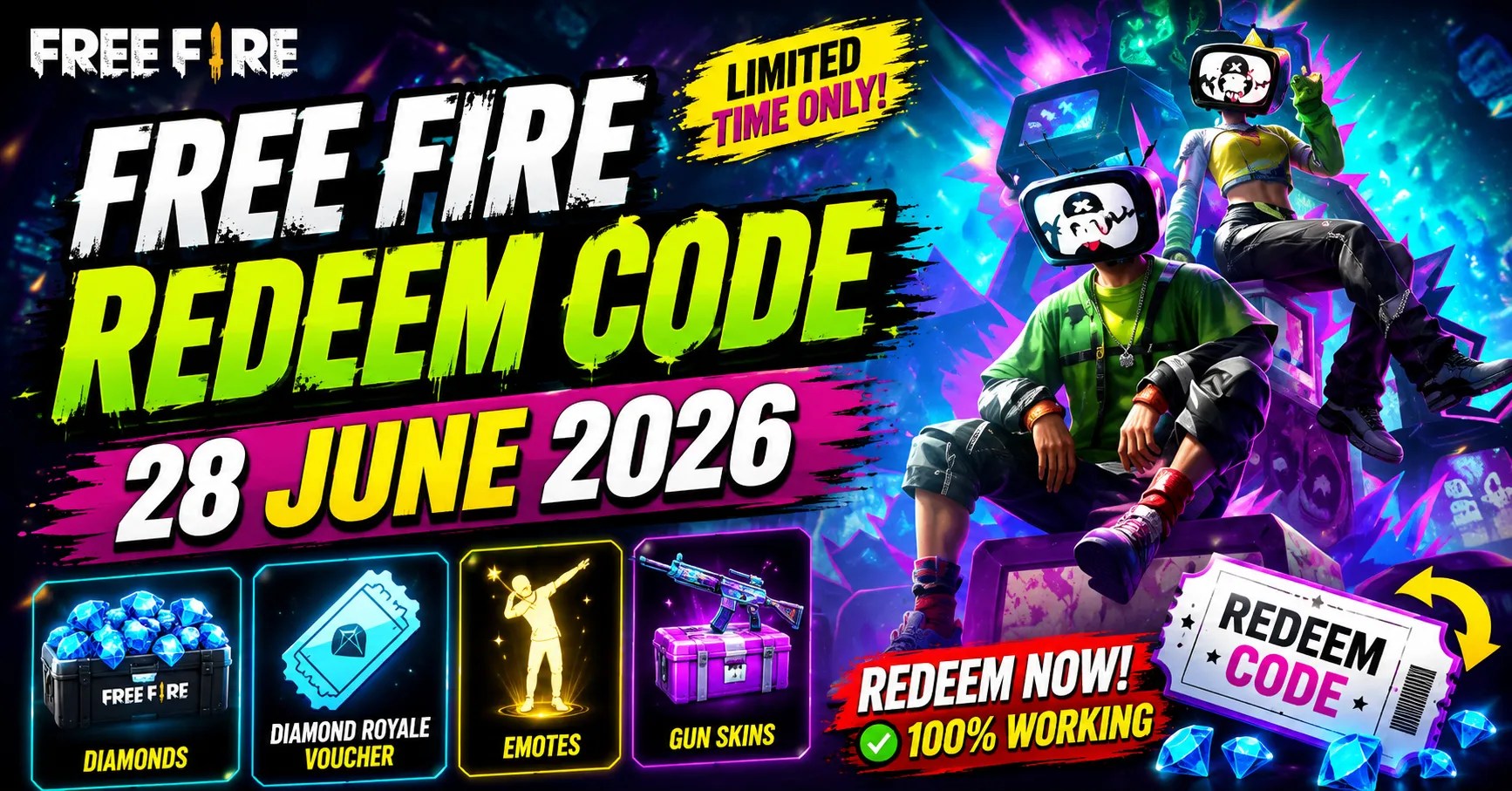 Free Fire Redeem Code 28 June 2026