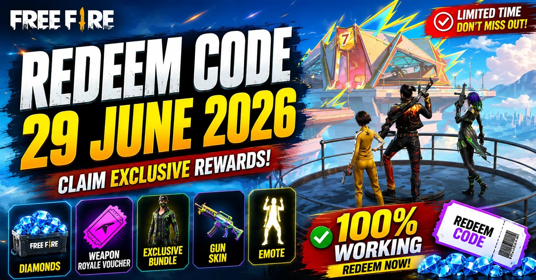 Free Fire Redeem Code 29 June 2026
