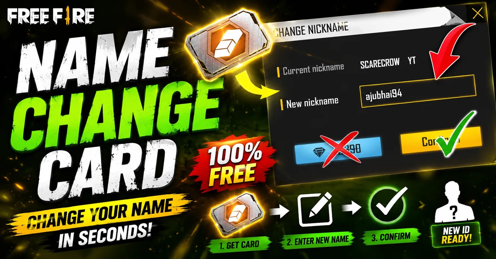 Free Fire Name Change Card