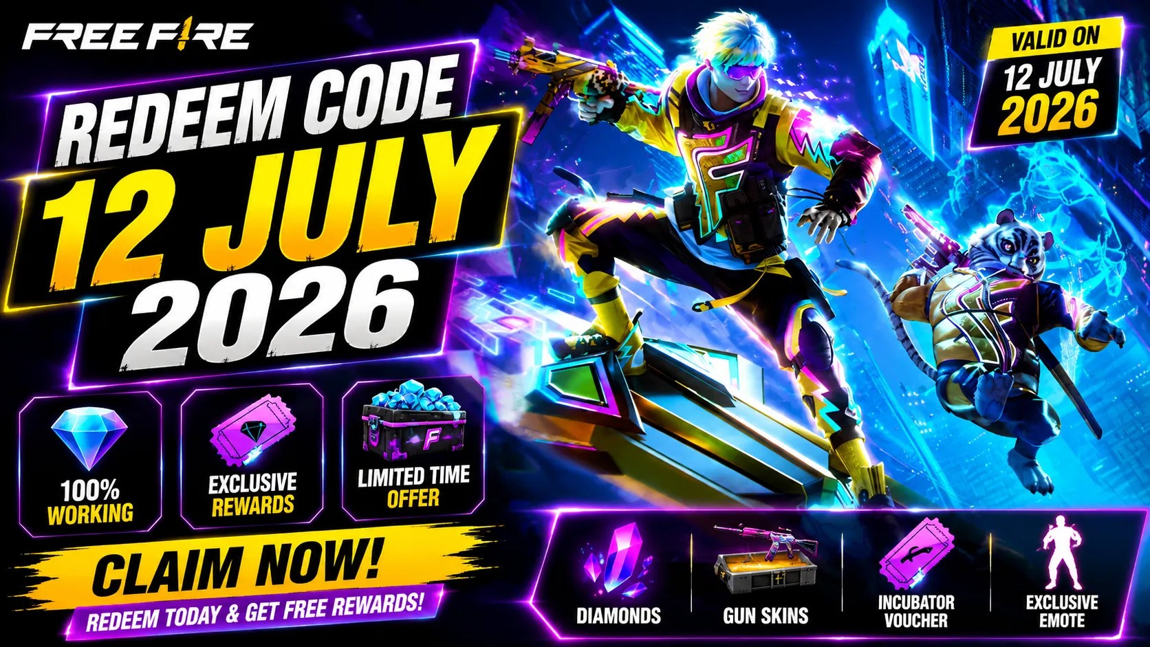 Free Fire Redeem Code 12 July 2026