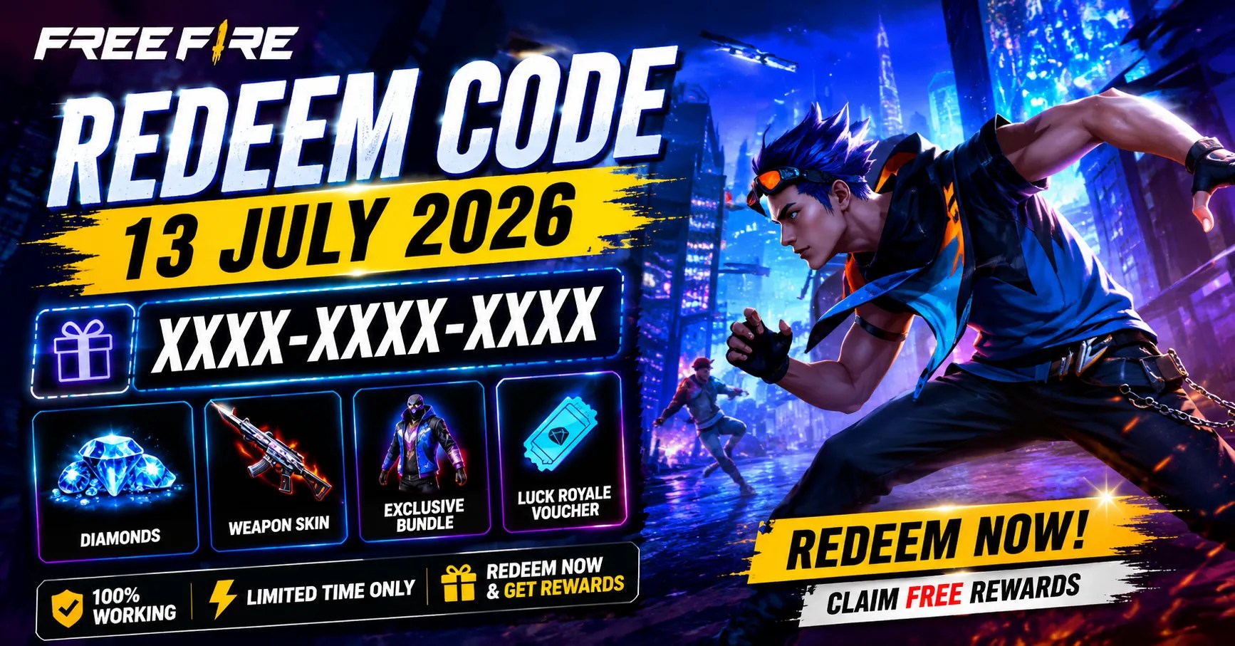 Free Fire Redeem Code 13 July 2026