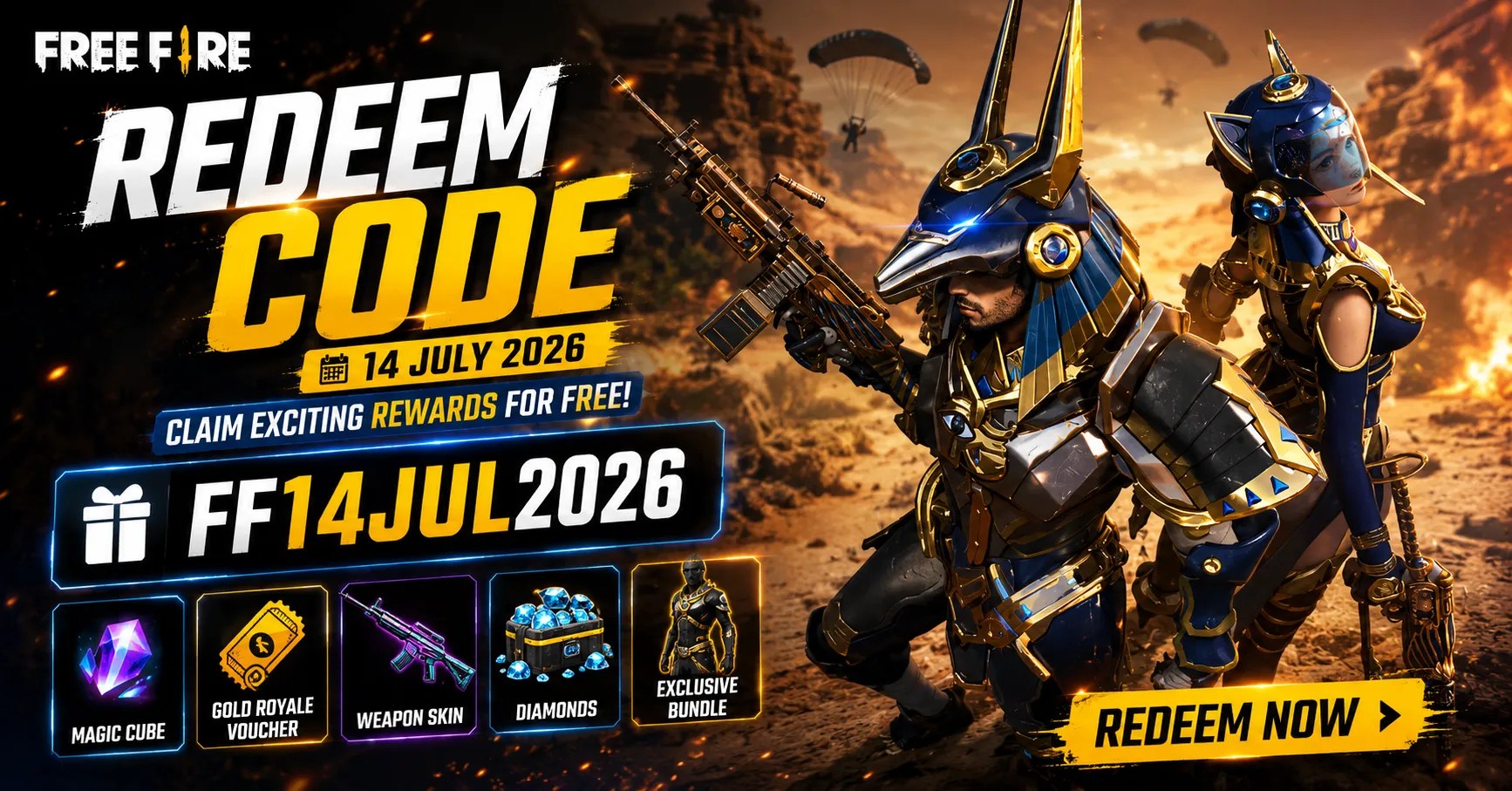 Free Fire Redeem Code 14 July 2026