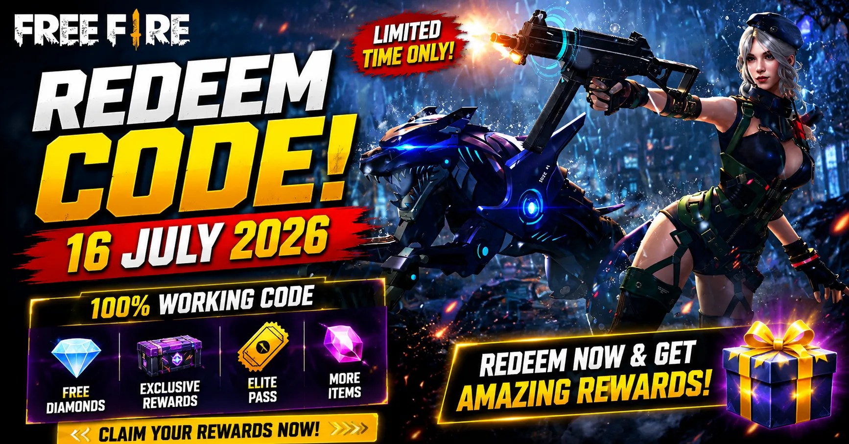 Free Fire Redeem Code 16 July 2026