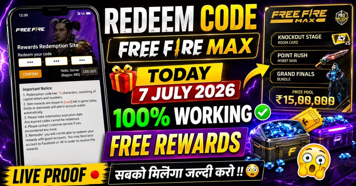 Free Fire Redeem Code 7 July 2026