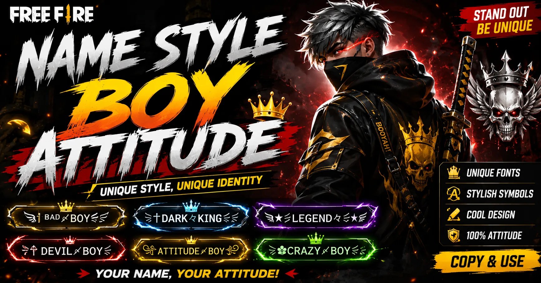 Free Fire Name Style Boy Attitude