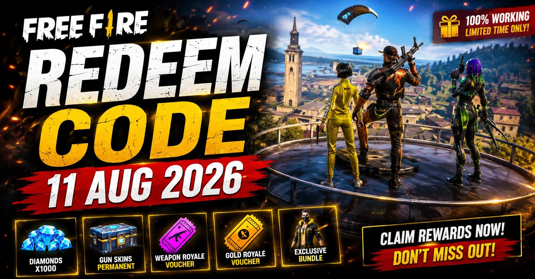 Free Fire Redeem Code 11 Aug 2026