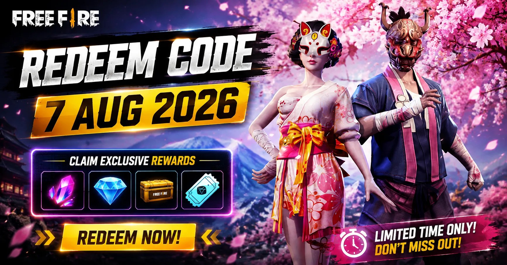 Free Fire Redeem Code 7 Aug 2026