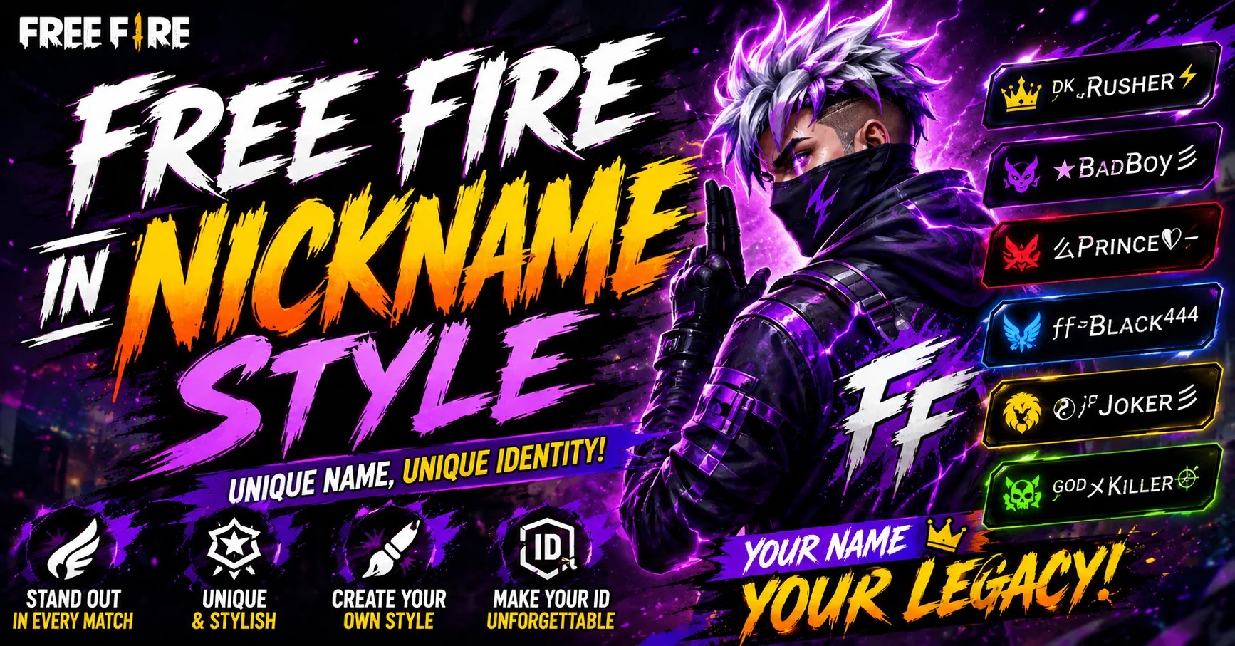 Free Fire in Nickname Style