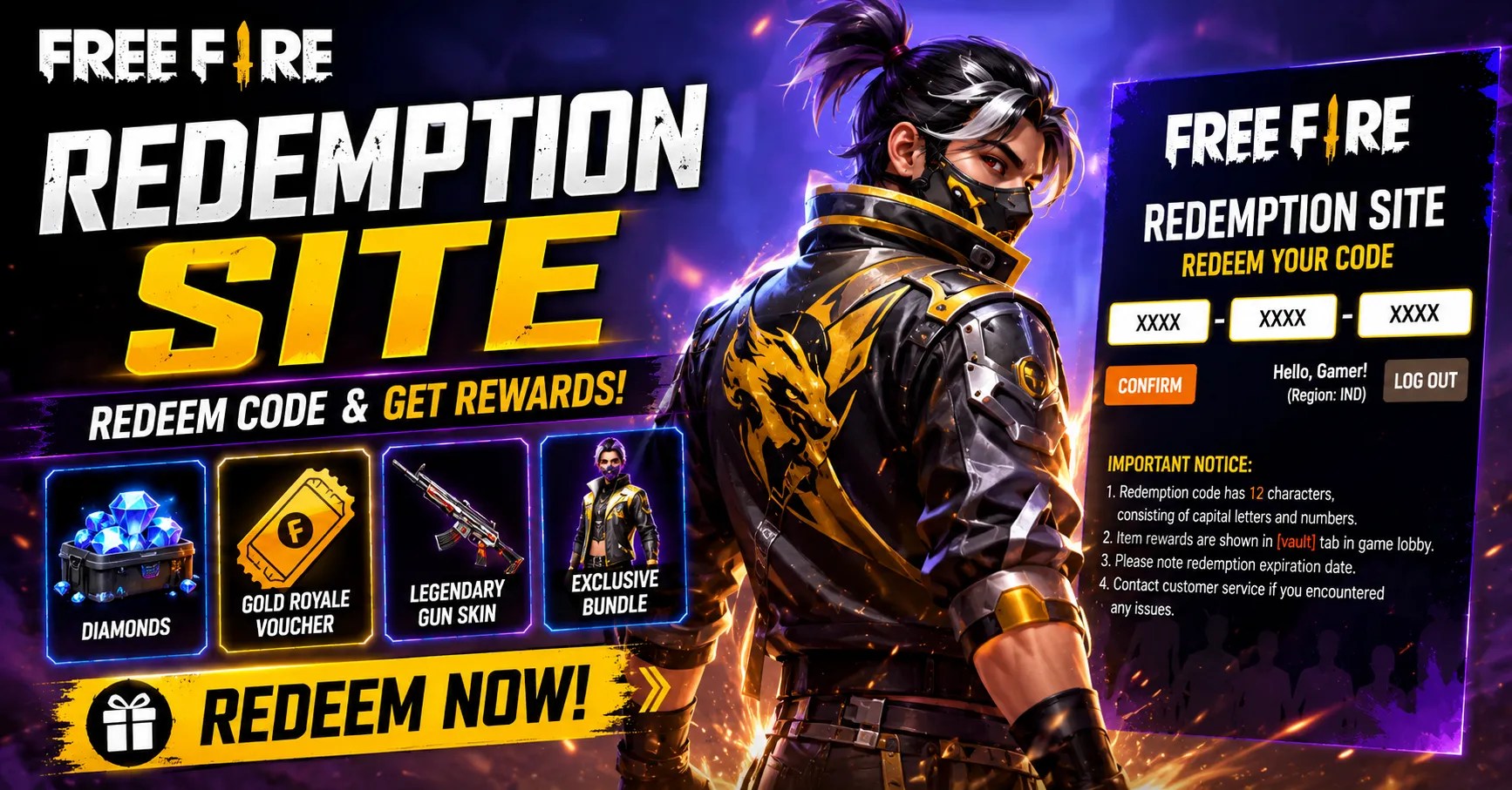 Free Fire in Redemption Site