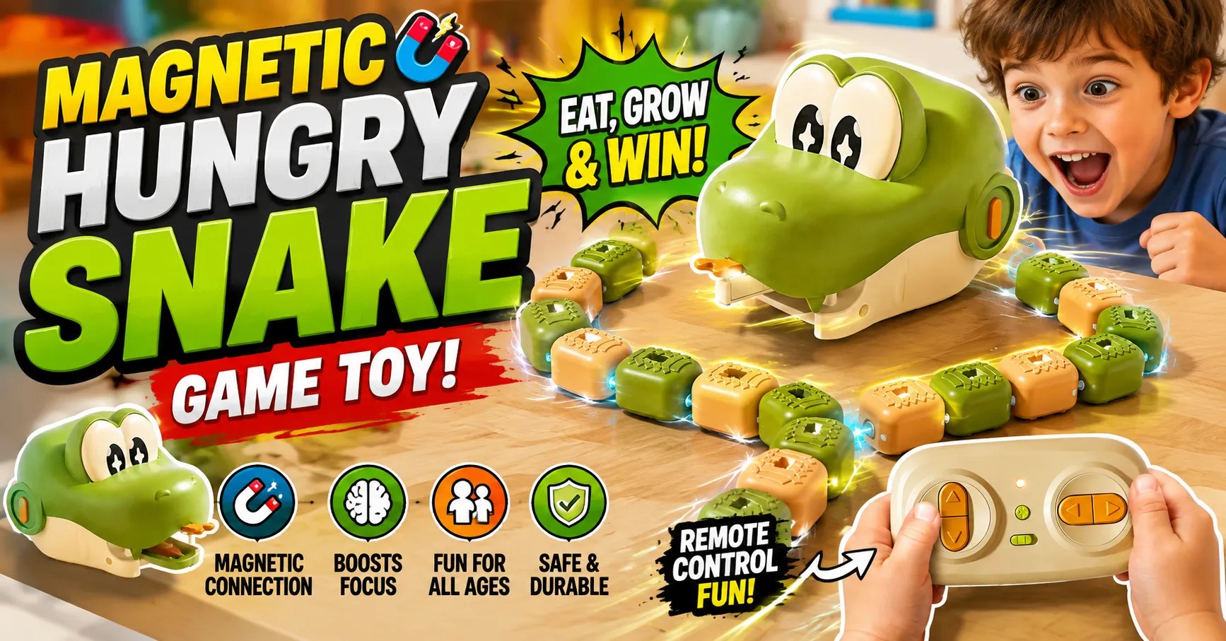 Magnetic Hungry Snake Game Toy