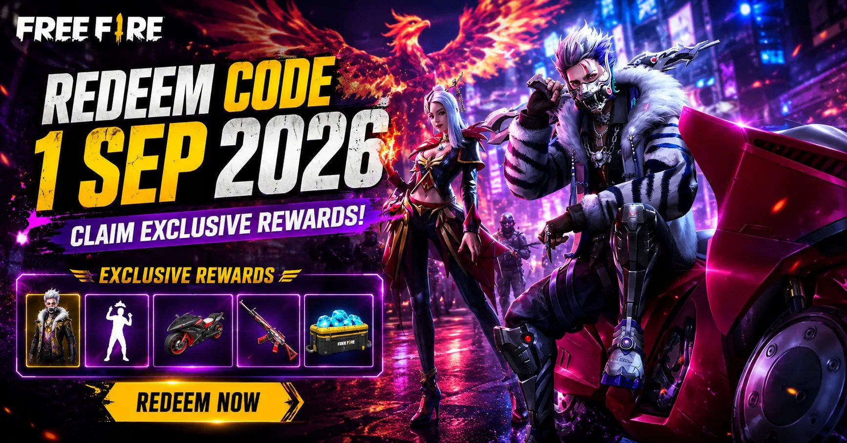 Free Fire Redeem Code 1 Sep 2026
