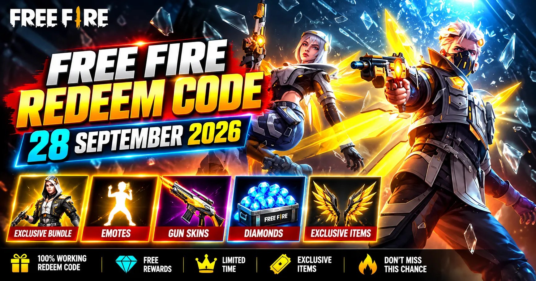 Free Fire Redeem Code 28 September 2026
