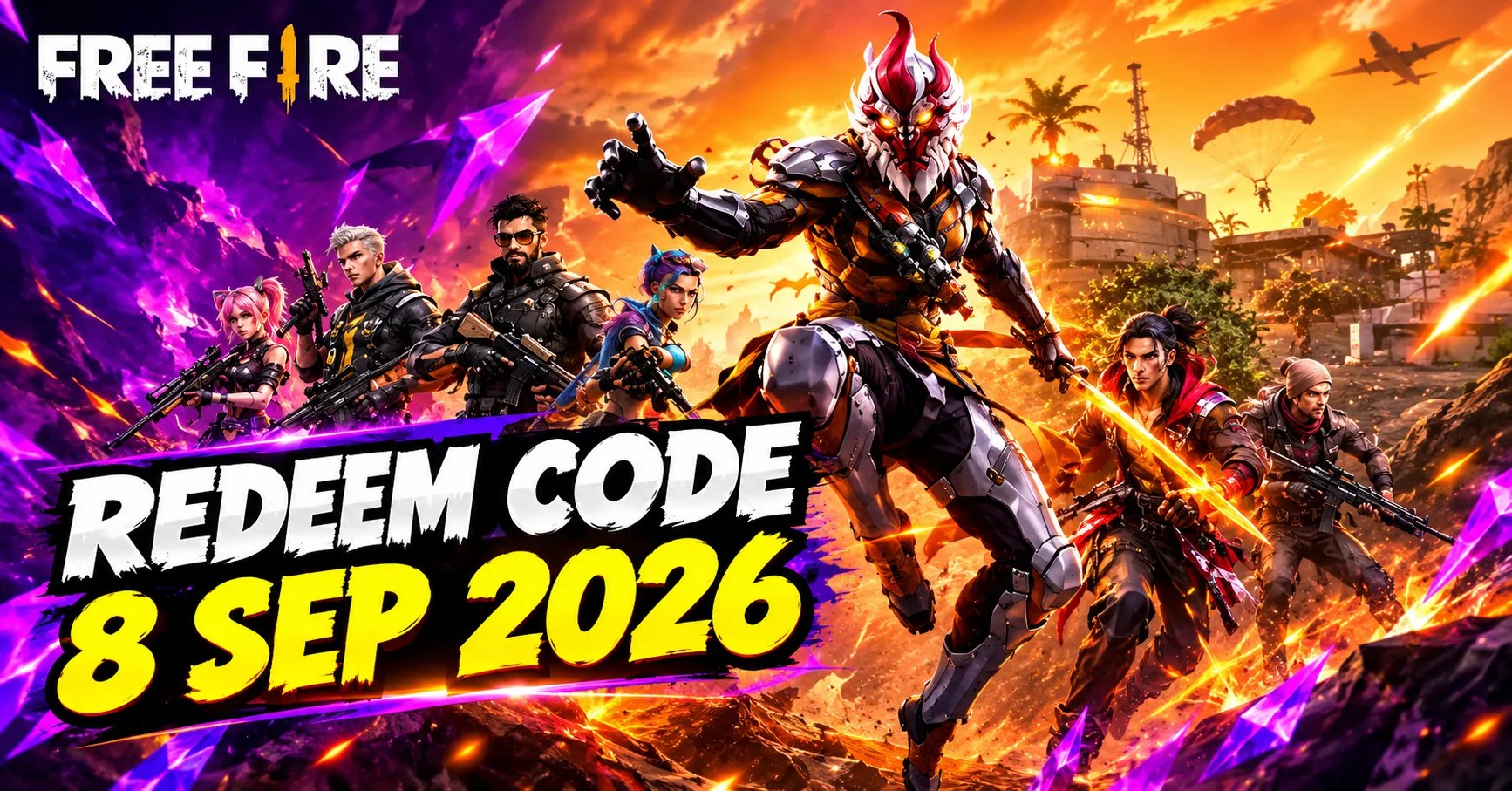Free Fire Redeem Code 8 Sep 2026
