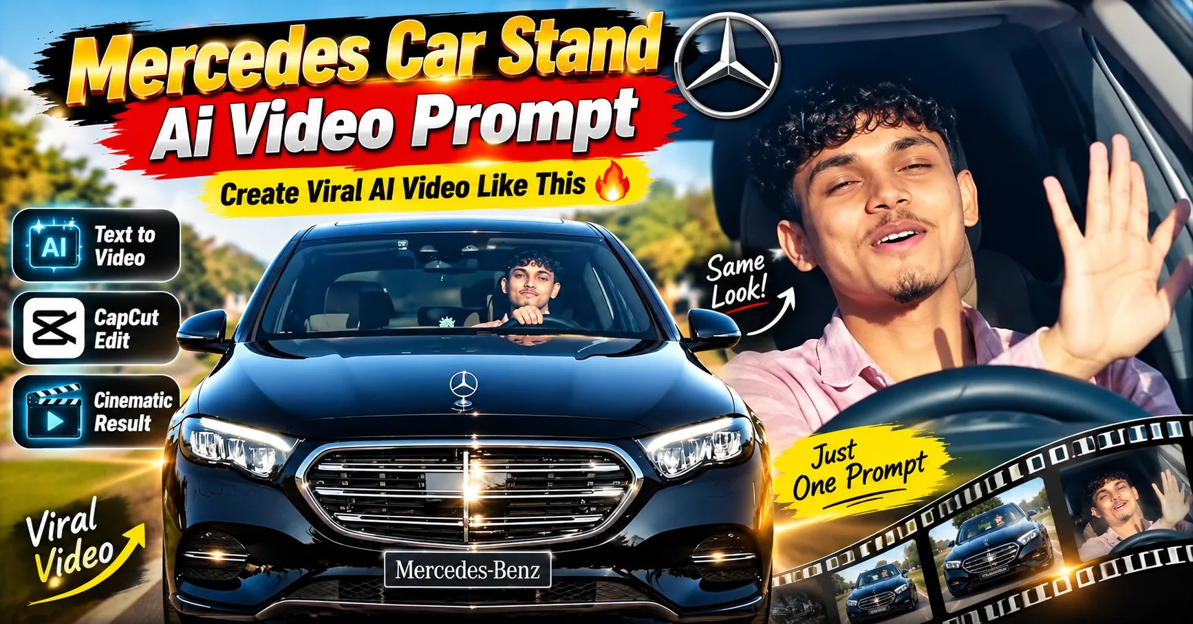 Mercedes Car Stand AI Video Prompt