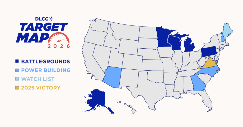 The DLCC Target Map 2026 Democratic Legislative Campaign Committee 2026 Update TargetMap Inline V2 1024x538 