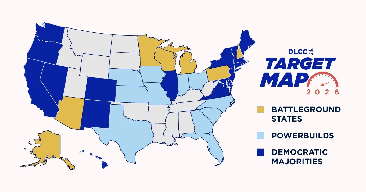 The DLCC Target Map 2026 Democratic Legislative Campaign Committee 2026 Expanded Target Map Web Inline 