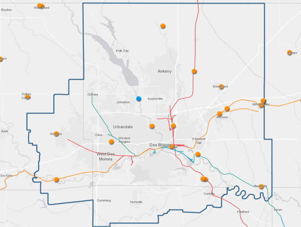 Rail Map Des Moines Area MPO.