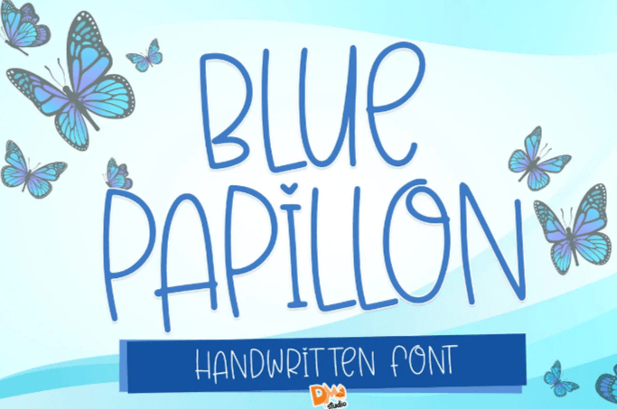 Butterfly font, Blue Papillon font