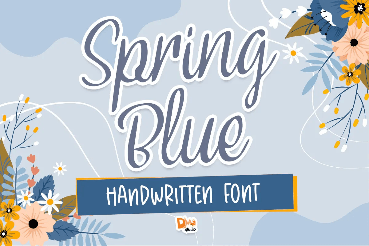 Spring Blue handwritten font