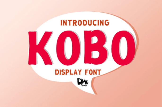 Fun display font for 50 digital product ideas, Kobo