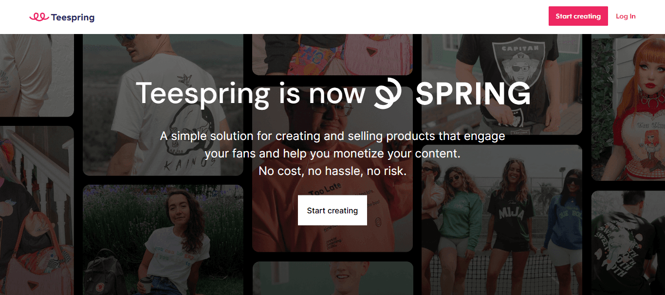 Spring (TeeSpring)’s website