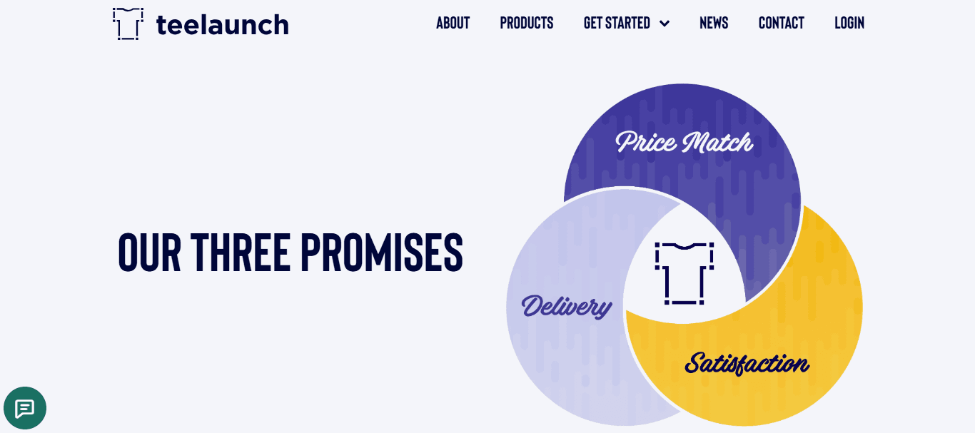 The homepage of TeeLaunch