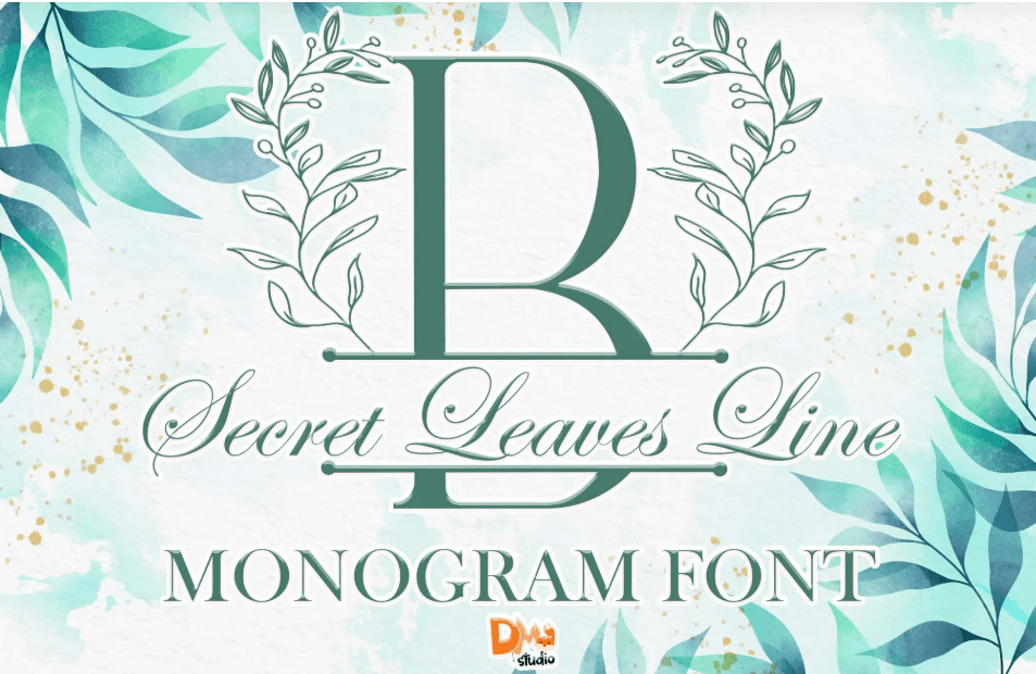 5. Secret Leaves Line Monogram