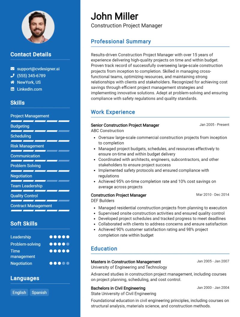 Construction Manager Cv Examples Guide For 2025 - Ultra HD High Resolution Space Photos | Free Download